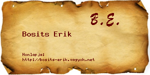 Bosits Erik névjegykártya